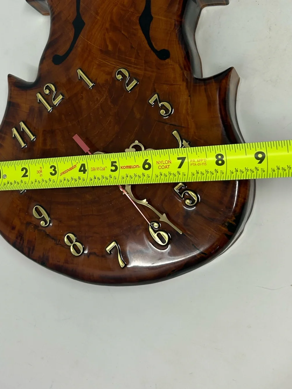 Cypress Wood Clock Violin Vintage and Unique 1985